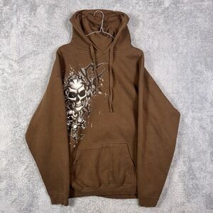 ODM Hoodie Men XL Vintage Y2K JNCO Style Tribal Flame Skull Yeezy Grunge Baggy